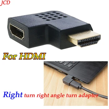 1 шт. Прямоугольный адаптер HDMI с правым изгибом, 90-градусный переходник для ТВ-кабеля высокой четкости от мужчины к женщине