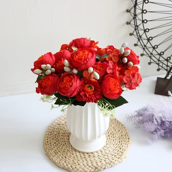 1шт 30 см Шелковые искусственные Розы, Букет цветов для домашнего декора, Аксессуары для свадьбы, Цветы для Рождественской вечеринки, искусственные растения