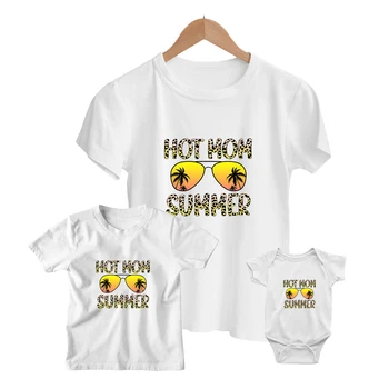 1шт новая семья соответствующий наряд шаблон мультфильм солнцезащитные очки Мода печати с коротким рукавом мам детская одежда новорожденных боди