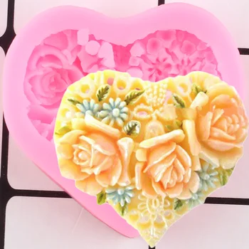 3D Мыло для рукоделия Силиконовая форма Сердце Любовь Роза Шоколадная форма Конфеты Формы из полимерной глины Инструменты для украшения тортов с помадкой