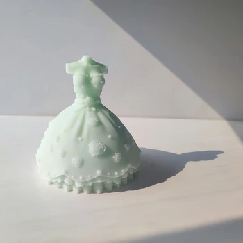 3D платье принцессы Силиконовая форма для шоколадной помадки, форма для конфет, Форма для свадебного платья, Инструменты для выпечки торта, форма для мыла, свечи, сделай сам, гипс