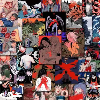 54 Корейских темных эстетических субкультурных стикера Morbid Strange Comics Ins Wind, наклейка на чехол для телефона, водонепроницаемая