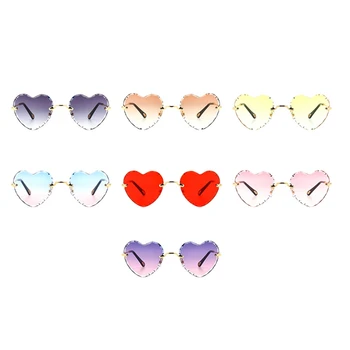 7 Пар Эффектных Металлических Солнцезащитных Очков Cut Edge Sunglasse Cute Sunglasse Candy Heart Sunglasse Солнцезащитные Очки Без Оправы Ocean Flake Sunshade