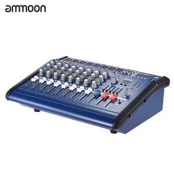 ammoon 8-Канальный Микшерный Усилитель С Питанием от Цифрового Аудиомикшерного Пульта с 48 В Фантомным Питанием USB/SD-Слотом для Записи DJ