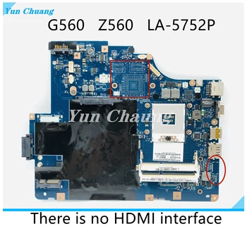 LA-5752P Материнская плата для ноутбука Lenovo G560 Z560 NIWE2 LA-5752P Rev: 1.0 Материнская плата DDR3 HM55 Тест 100% работы