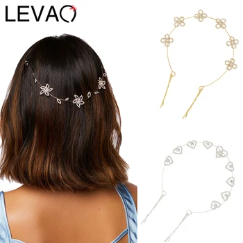 LEVAO Модная металлическая заколка со стразами, Геометрическая заколка в виде сердца, цветочного листа, заколка для волос Для женщин, повязка на голову для девочек, Аксессуары для волос, Головные уборы