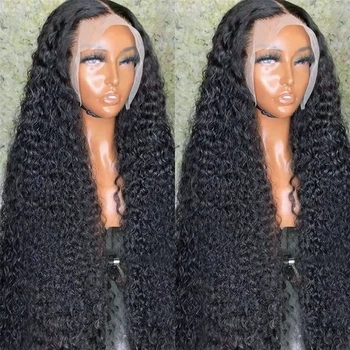 MELODIE 13x4 Парики из человеческих волос на кружеве с глубокими волнами Парики из человеческих волос на кружеве с бразильскими вьющимися волосами для чернокожих женщин