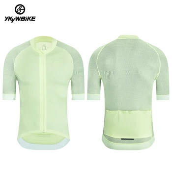 YKYWBIKE Pro Team Джерси с коротким рукавом, Летние Мужские колготки, велосипедная одежда, Велосипедная футболка, Бежевый, черный, светло-зеленый, Аксессуары для велосипедов