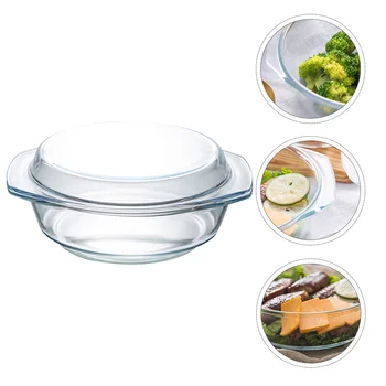 Блюдо для смешивания салатов Стеклянная посуда для микроволновой печи, Сковорода для запекания, Столовые Прозрачные миски с крышкой