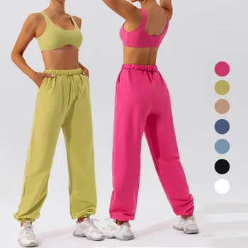 Бюстгальтер с пользовательским логотипом SHINBENE и тренировочные джоггеры для бега трусцой, комплект женских спортивных штанов для йоги из 2 предметов