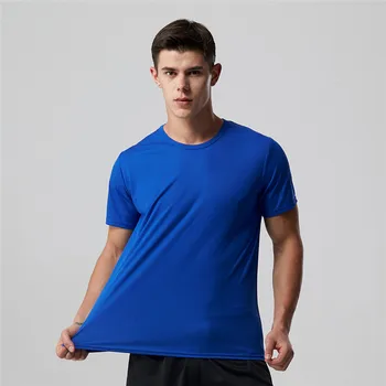Высококачественная мужская футболка для бега с коротким рукавом и индивидуальным логотипом, Дышащая, быстросохнущая Футболка для занятий бегом, фитнесом, бодибилдингом, тренажерным залом