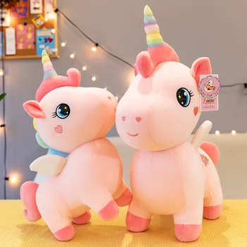 Высококачественные креативные плюшевые игрушки с розовым единорогом 30-65 см, мягкие милые животные, подушка, кукла-лошадка для девочек, подарки-сюрпризы для детей