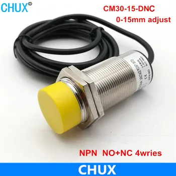 Датчик приближения емкостного типа CHUX NPN M30 с регулируемым расстоянием 15 мм CM30-15-DNC NO + NC Светодиодный переключатель датчика жидкости