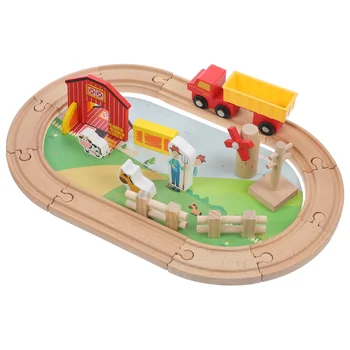 Детская деревянная игрушка-поезд, детские автомобильные аксессуары, набор из 23 предметов, обучающий трехсекционный