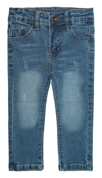 Джинсы для маленьких девочек и мальчиков KIDSCOOL SPACE, эластичная резинка внутри, рваные эластичные джинсовые брюки прямого кроя