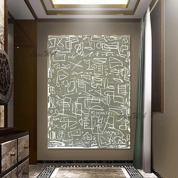 Дизайн Белой линии Картины современного искусства Абстрактный декор стен Большого гостиничного офиса Бескаркасная картина Холст В рулоне Ручной работы