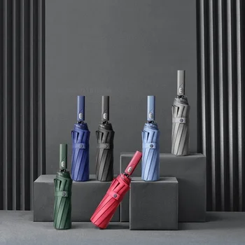 Для Xiao-Mi Youpin Автоматический открывающийся Закрывающийся светоизлучающий светодиодный зонт заднего вида, трехскладной деловой зонт с подсветкой