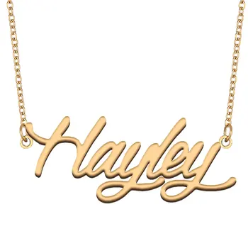 Женское ожерелье с именем Хейли, ювелирные изделия из нержавеющей стали, подвеска с табличкой золотого цвета, ожерелье с буквами Para Mujer, колье