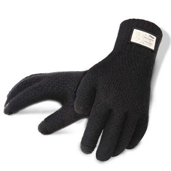 Зимние вязаные перчатки с полными пальцами, Велосипедные Перчатки, Мужские, женские Зимние Теплые перчатки с сенсорным экраном, Ветрозащитные Лыжные перчатки, нескользящие