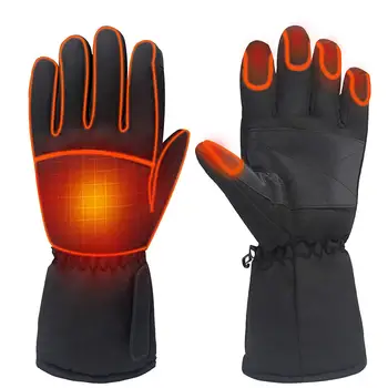 Зимние перчатки с электрическим подогревом, Ветрозащитные Лыжные перчатки с сенсорным экраном и подогревом, перчатки с подогревом на батарейках для мужчин и женщин