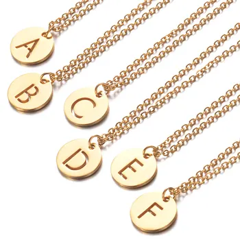 Золотая кубинская цепочка из нержавеющей стали, начальная буква алфавита A-Z, ожерелье с именем для мужчин, женская подвеска, ювелирный подарок