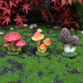Искусственные фигурки грибов Материал смолы Яркое украшение из грибов ручной работы Поделки из мха Ландшафтные украшения