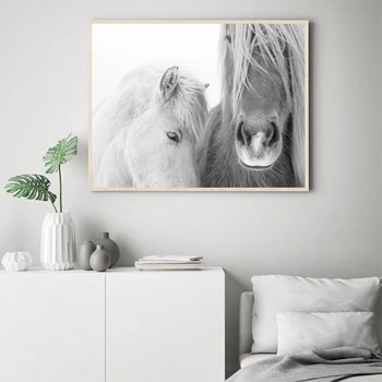 Исландский плакат с лошадью и принтом, картина Каваса, черно-белая дикая лошадь, современная фотография, декор комнаты в фермерском доме