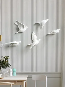 Креативные 3D фигурки птиц, подвешенные на стене Украшения, скульптура Чайки, Современное фоновое украшение стен, домашний декор