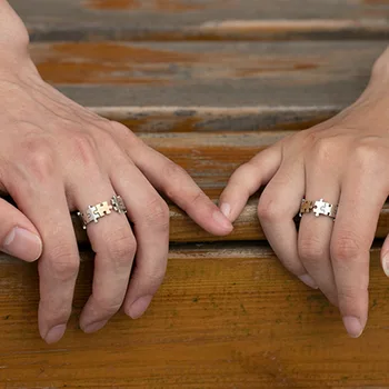 Креативные кольца-пазлы, Милые Регулируемые украшения для пары колец на палец, модные Открывающиеся украшения с эмалью, подарок на День Святого Валентина для влюбленных