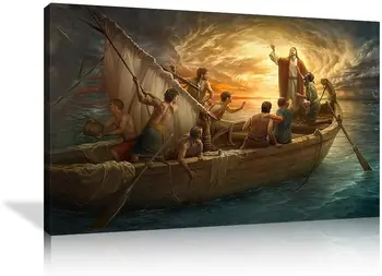 Лодка Иисуса Христа В Море Картина Природа Пейзаж На Холсте Картина Маслом Для Гостиной Украшения Стен Спальни