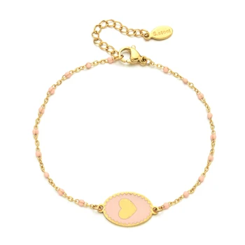 Модный браслет-цепочка из разноцветных эмалевых бусин ручной работы Для женщин Sweet Heart Charm Summer Girls Jewerly