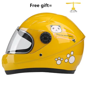 Мотоциклетный детский съемный полнолицевый шлем, детский спортивный защитный шлем для езды на велосипеде, скейтбординга, желтый