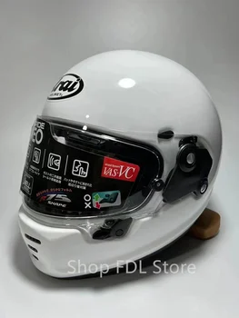 Мотоциклетный шлем из высокопрочного стекловолокна, ретро-шлем для картинга, шлем NEO full face, стильный белый, вместительный в горошек