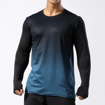 Мужская футболка для фитнеса, впитывающая пот, Легкая, дышащая, эластичная, быстросохнущая, мужская одежда для фитнеса, отдыха, спорта С длинным рукавом
