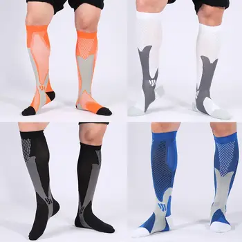 Мужские компрессионные носки для бега, медицинские чулки для медсестер, пригодные для футбола на открытом воздухе, фитнеса, велоспорта, Дышащие Спортивные носки для взрослых
