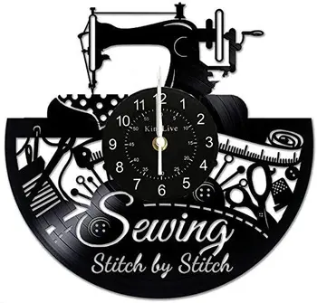 Настенные часы с виниловой пластинкой для швейной машинки Отличная идея для портного по пошиву одежды