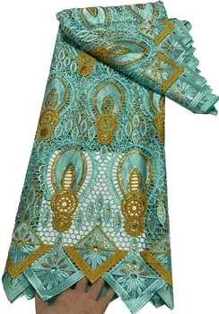 Новейшая Африканская Гипюровая Кружевная ткань 2023 г. Высококачественная Водорастворимая Кружевная ткань С вышивкой Для свадебного платья ELA163