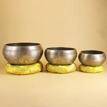 Новый Непальский набор тибетских поющих чаш ручной работы, Декоративная настенная посуда, Резонансная лечебная чаша для медитации и йоги с молотком