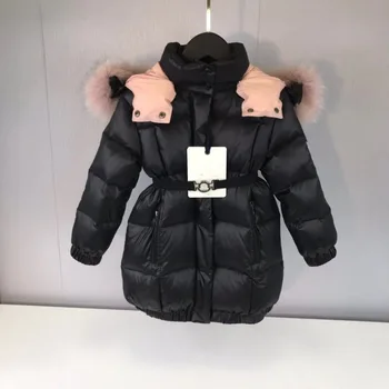 Новый черный пуховик для детской одежды, Брендовая верхняя одежда, пальто для девочек 90-150 см