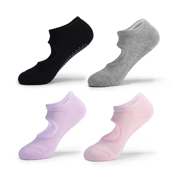 Носки для йоги женские, серые, с толстым полотенцем, в горошек, силиконовые, нескользящие, для пилатеса, носки без показа