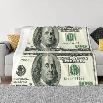 Одеяла Benjamin Franklin для 100-долларовых банкнот с денежным рисунком из флиса США, потрясающие мягкие пледы для постельного белья, текстильный декор для гостиной.