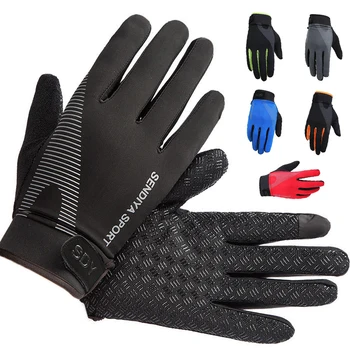 Пара велосипедных перчаток MTB с сенсорным экраном на весь палец, перчатки унисекс, нескользящие дышащие летние теплые зимние велосипедные перчатки-варежки