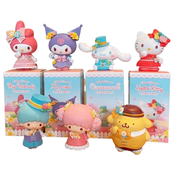 Подлинный аниме Sanrio Kuromi Melody Hello Kitty, серия Cinnamoroll Flower Season, фигурки, модель игрушки, коробка для украшения подарка