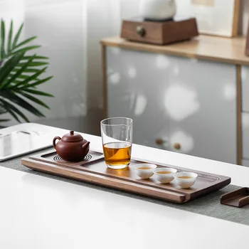 Поднос из черного ореха чайный поднос бытовой маленький чайный столик Японский простой поднос для сухого заваривания чайный сервиз поднос деревянный