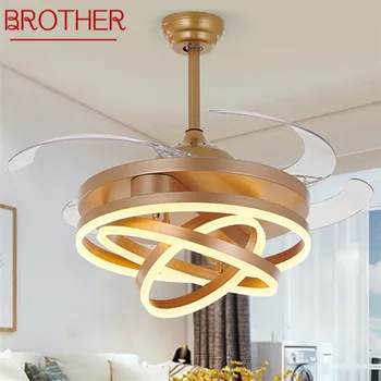 Потолочный вентилятор BROTHER, лампа без лопастей, пульт дистанционного управления, современное креативное Золото Для дома, гостиной 120V 240V