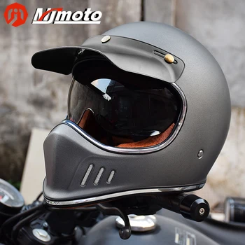 Профессиональный Ретро мотогоночный шлем с защитой FRP, Полнолицевой шлем, шлем для картинга и мотокросса, Сертификация DOT