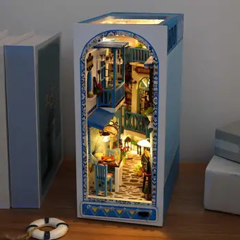 Реалистичный декор кукольного домика Деревянная вставка для книжного уголка Изысканный миниатюрный строительный набор для взрослых Подробная сборка книжной полки