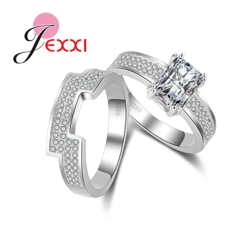 Роскошное кольцо-иголка из стерлингового серебра 925 пробы, ювелирные изделия с кристаллами CZ, Классические обручальные кольца для женщин, аксессуары