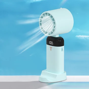 Ручной складной электрический вентилятор, настольный вентилятор с цифровым дисплеем, 1200 /3600mAh USB, Портативный съемный вентилятор на шнурке для шеи, Летний охладитель воздуха