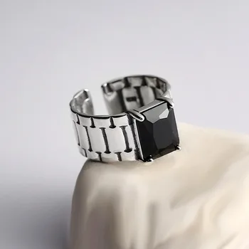 Самый продаваемый Модный дизайн ремешка для часов с черным кристаллом, Тайское серебряное женское кольцо, ювелирные изделия для женщин, подарки, не выцветает Дешево